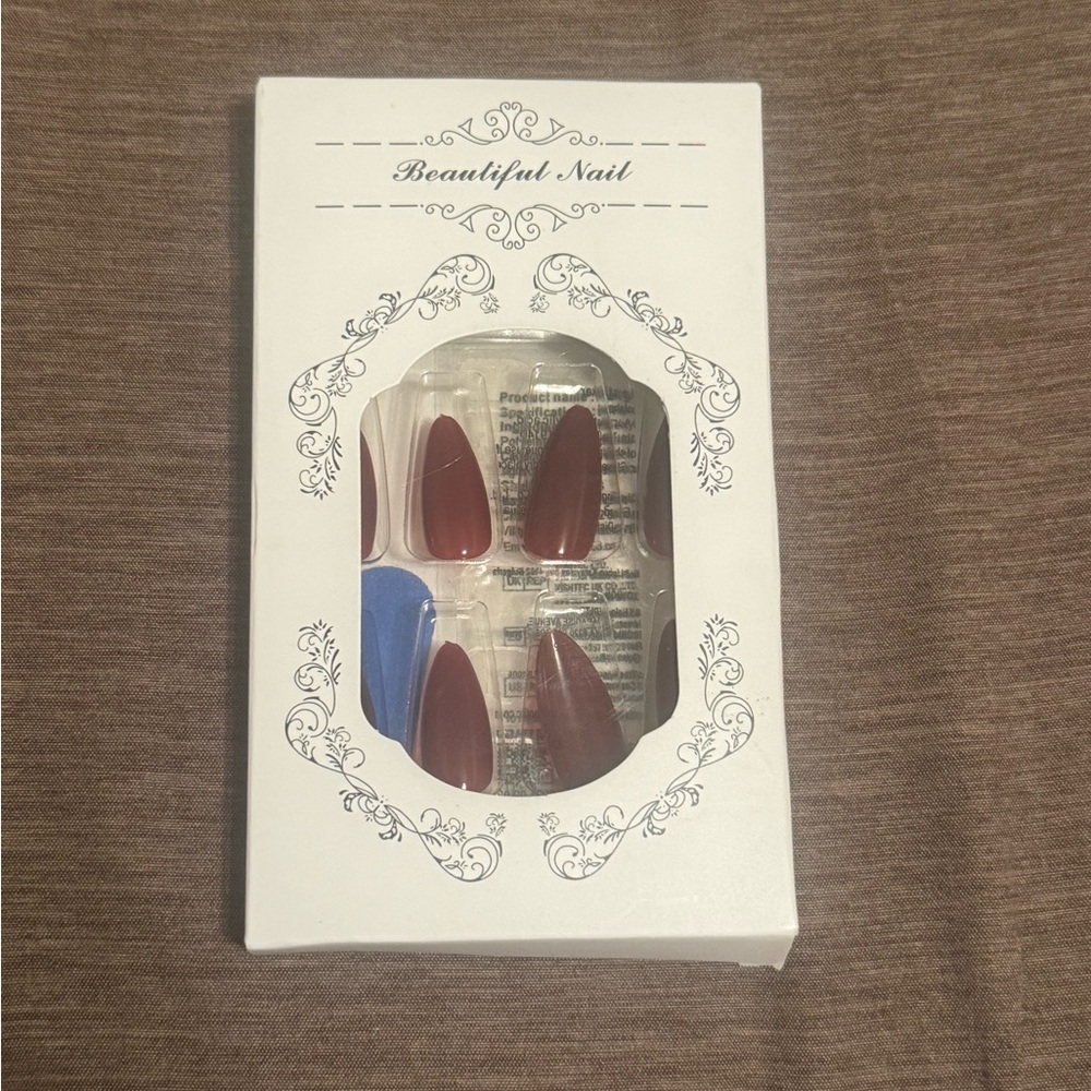 Burgundy Press-On Nails